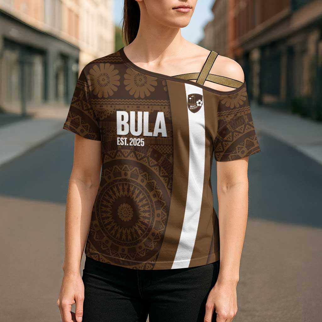 Bula Fiji Football Custom Cross Shoulder Shirt One Vanua One Team Tapa Pattern