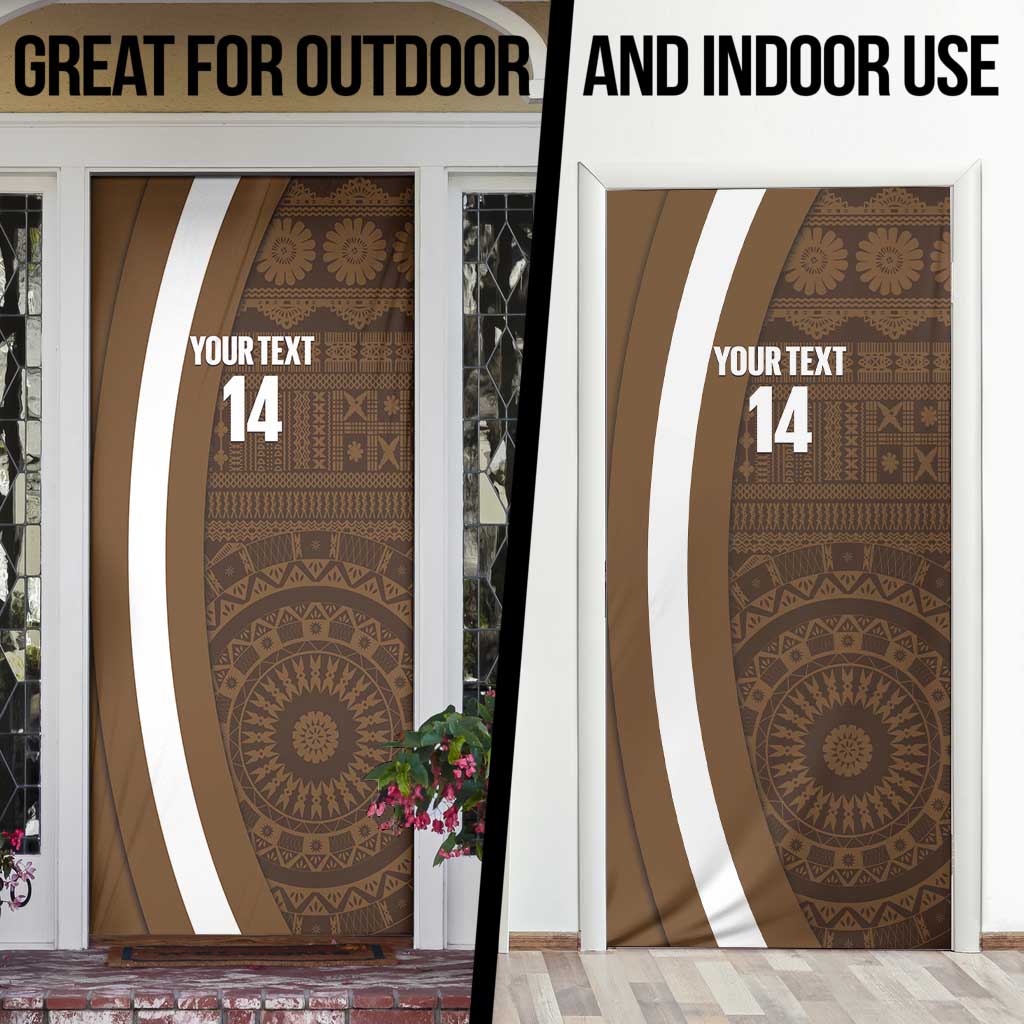 Bula Fiji Football Custom Door Cover One Vanua One Team Tapa Pattern