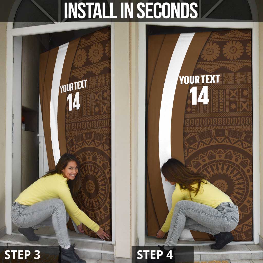 Bula Fiji Football Custom Door Cover One Vanua One Team Tapa Pattern
