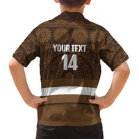 Bula Fiji Football Custom Family Matching Off Shoulder Short Dress and Hawaiian Shirt One Vanua One Team Tapa Pattern LT14 - Polynesian Pride
