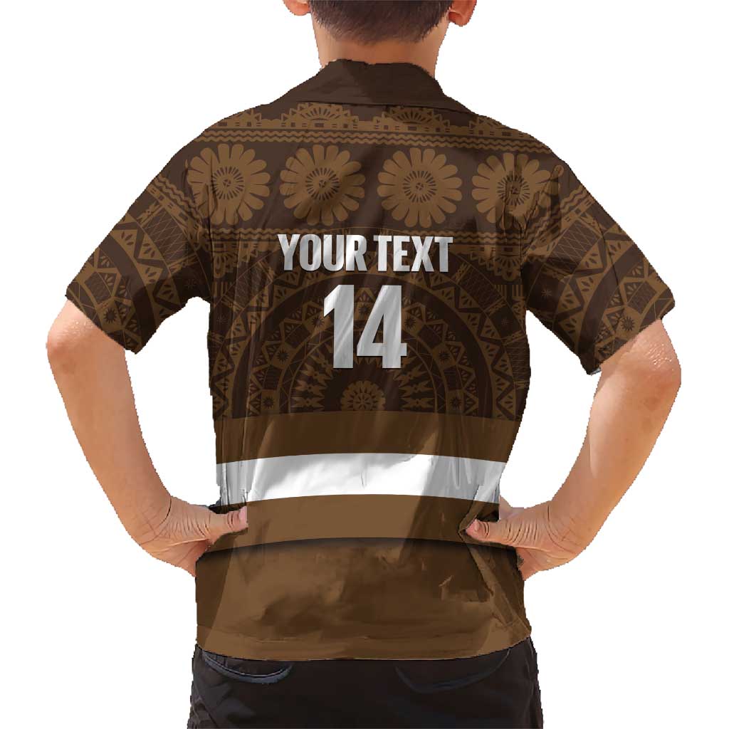 Bula Fiji Football Custom Family Matching Short Sleeve Bodycon Dress and Hawaiian Shirt One Vanua One Team Tapa Pattern LT14 - Polynesian Pride