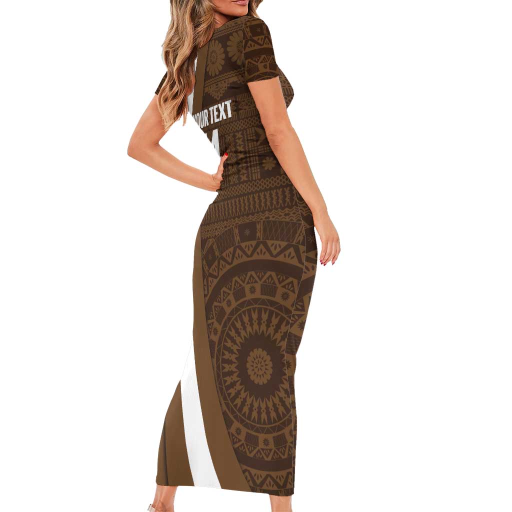 Bula Fiji Football Custom Family Matching Short Sleeve Bodycon Dress and Hawaiian Shirt One Vanua One Team Tapa Pattern LT14 - Polynesian Pride