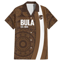 Bula Fiji Football Custom Family Matching Summer Maxi Dress and Hawaiian Shirt One Vanua One Team Tapa Pattern LT14 Dad's Shirt - Short Sleeve Brown - Polynesian Pride