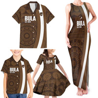 Bula Fiji Football Custom Family Matching Tank Maxi Dress and Hawaiian Shirt One Vanua One Team Tapa Pattern LT14 - Polynesian Pride