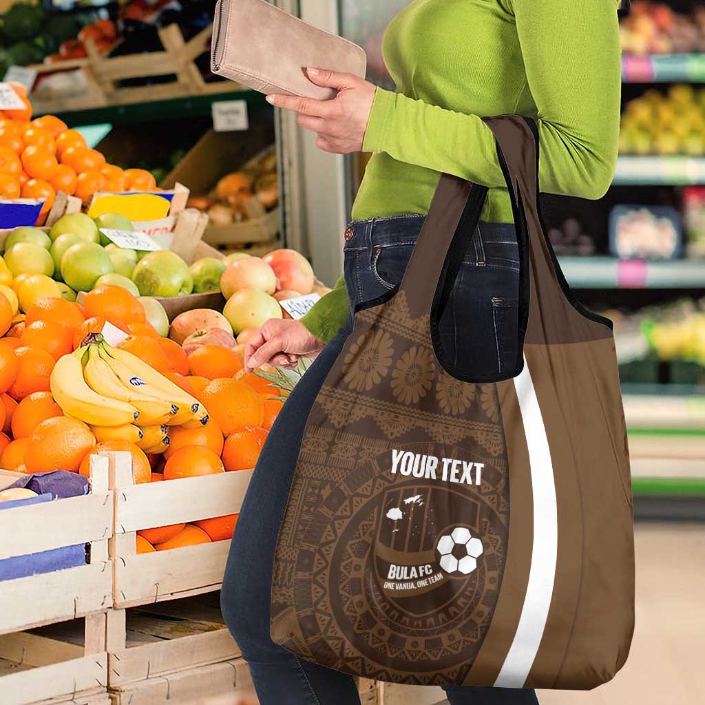 Bula Fiji Football Custom Grocery Bag One Vanua One Team Tapa Pattern