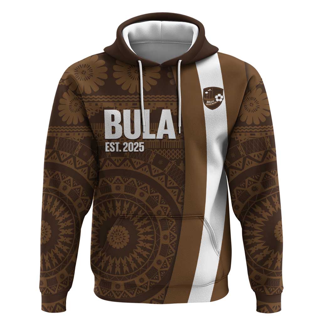 Bula Fiji Football Custom Hoodie One Vanua One Team Tapa Pattern LT14 Pullover Hoodie Brown - Polynesian Pride