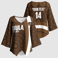 Bula Fiji Football Custom Kimono Sleeve Blouse One Vanua One Team Tapa Pattern