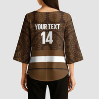 Bula Fiji Football Custom Kimono Sleeve Blouse One Vanua One Team Tapa Pattern