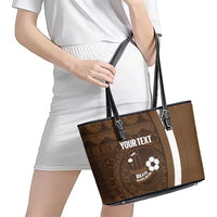 Bula Fiji Football Custom Leather Tote Bag One Vanua One Team Tapa Pattern