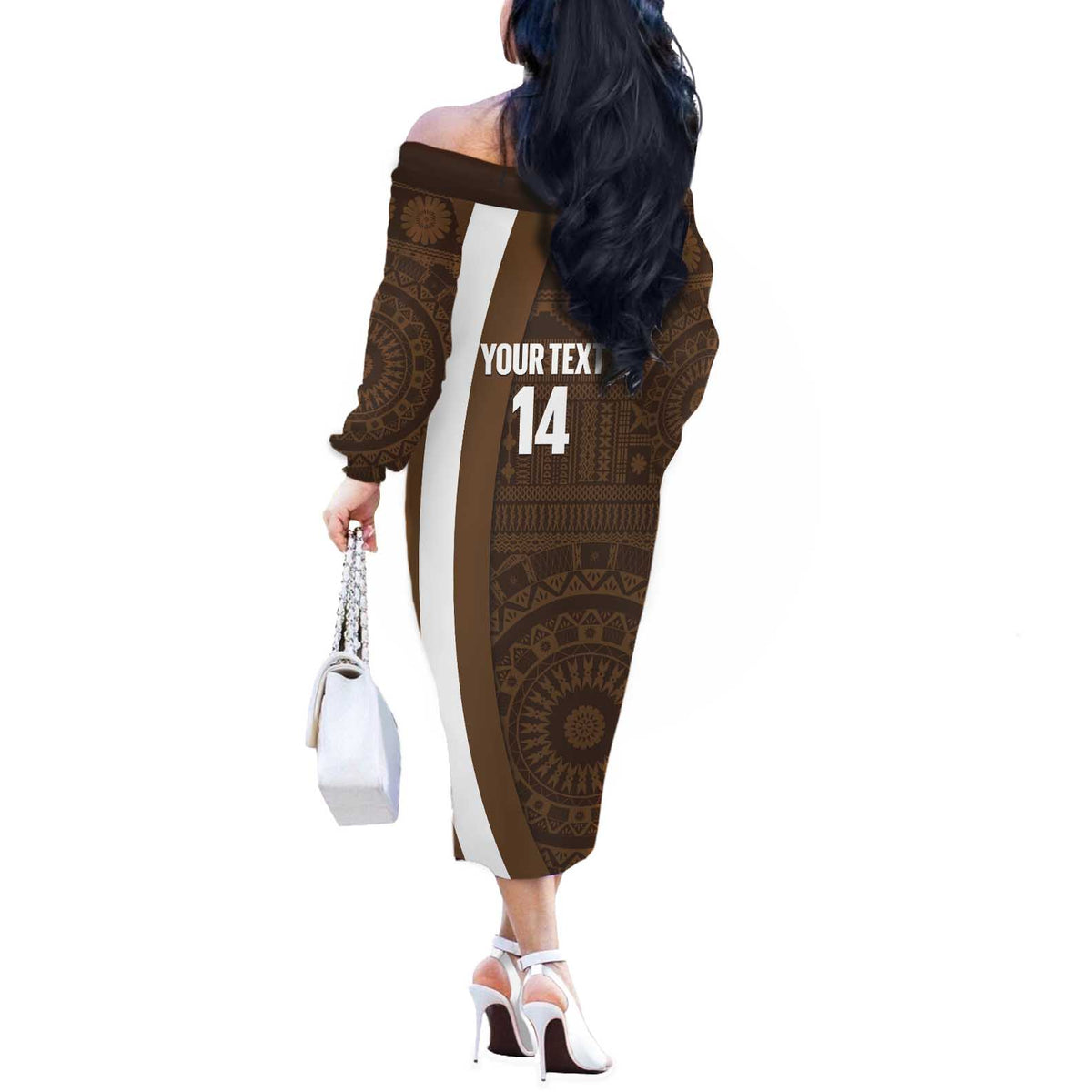 Bula Fiji Football Custom Off The Shoulder Long Sleeve Dress One Vanua One Team Tapa Pattern