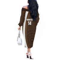 Bula Fiji Football Custom Off The Shoulder Long Sleeve Dress One Vanua One Team Tapa Pattern