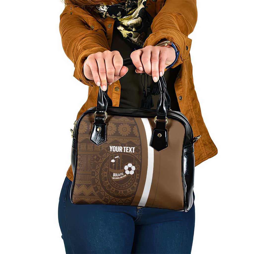 Bula Fiji Football Custom Shoulder Handbag One Vanua One Team Tapa Pattern LT14 One Size Brown - Polynesian Pride