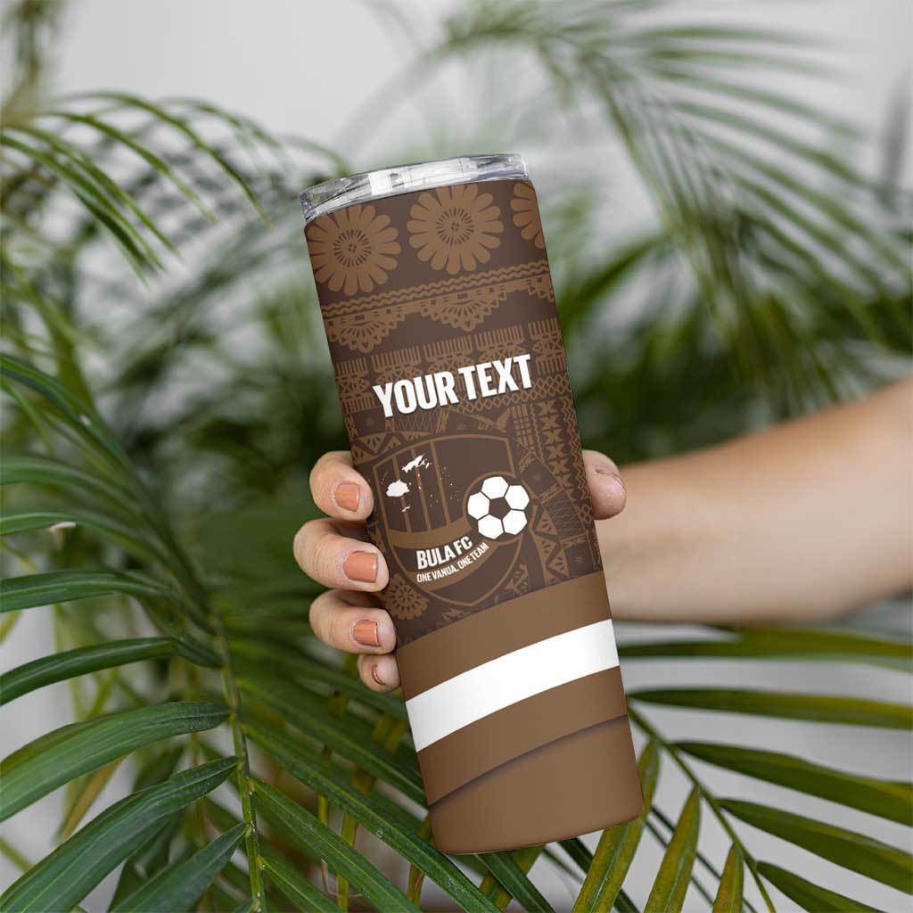 Bula Fiji Football Custom Skinny Tumbler One Vanua One Team Tapa Pattern