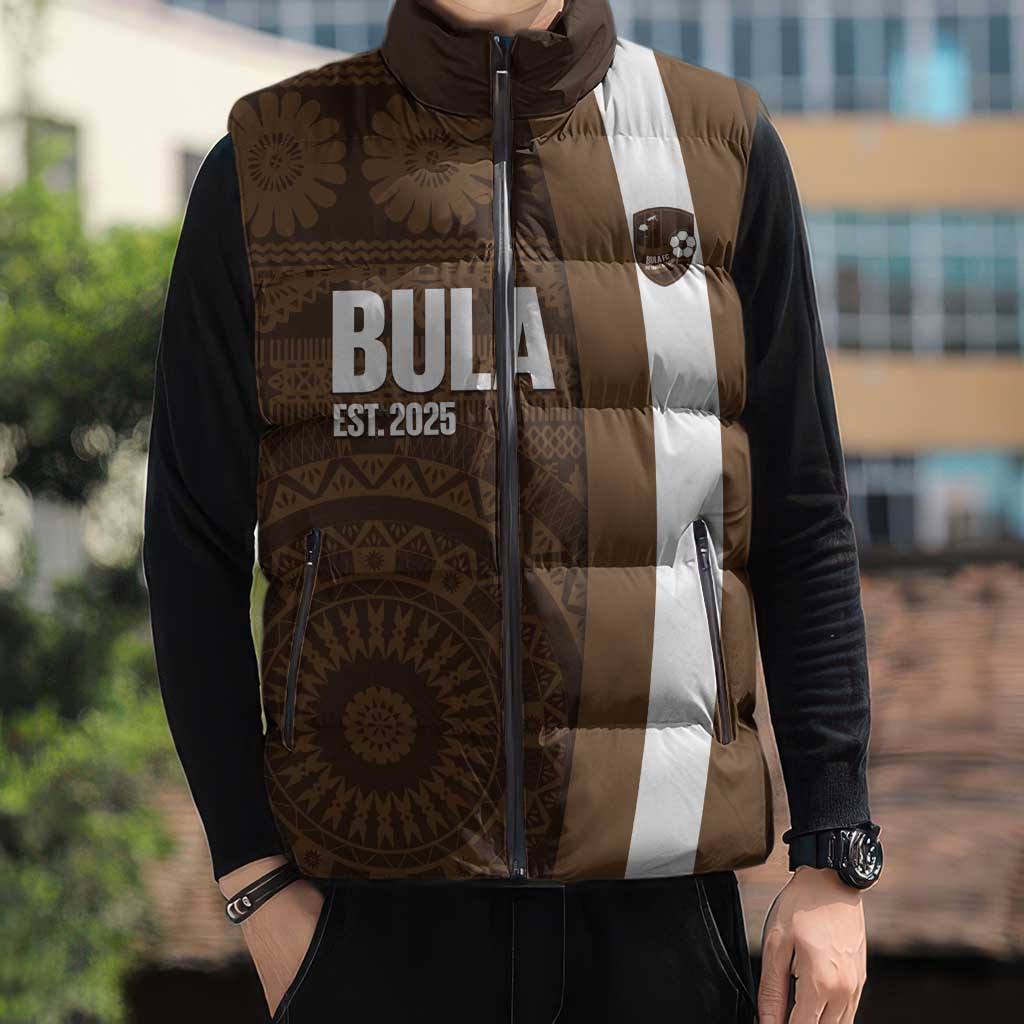 Bula Fiji Football Custom Sleeveless Puffer Jacket One Vanua One Team Tapa Pattern
