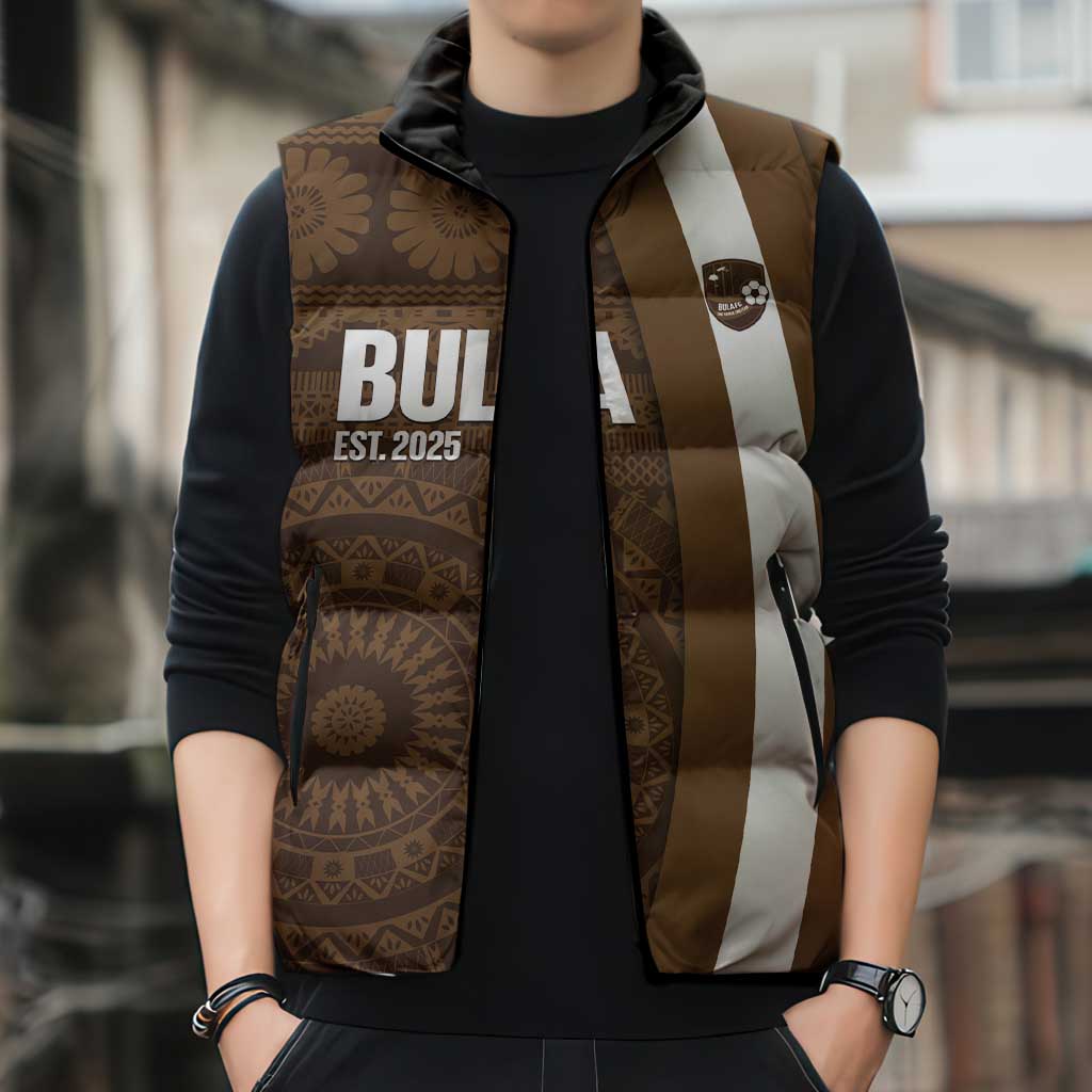 Bula Fiji Football Custom Sleeveless Puffer Jacket One Vanua One Team Tapa Pattern