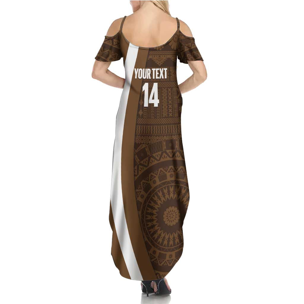 Bula Fiji Football Custom Summer Maxi Dress One Vanua One Team Tapa Pattern