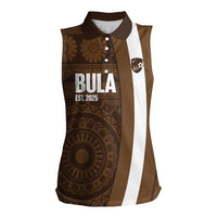 Bula Fiji Football Custom Women Sleeveless Polo Shirt One Vanua One Team Tapa Pattern LT14 Female Brown - Polynesian Pride