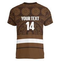 Bula Fiji Football Custom Women V-Neck T-Shirt One Vanua One Team Tapa Pattern LT14 - Polynesian Pride