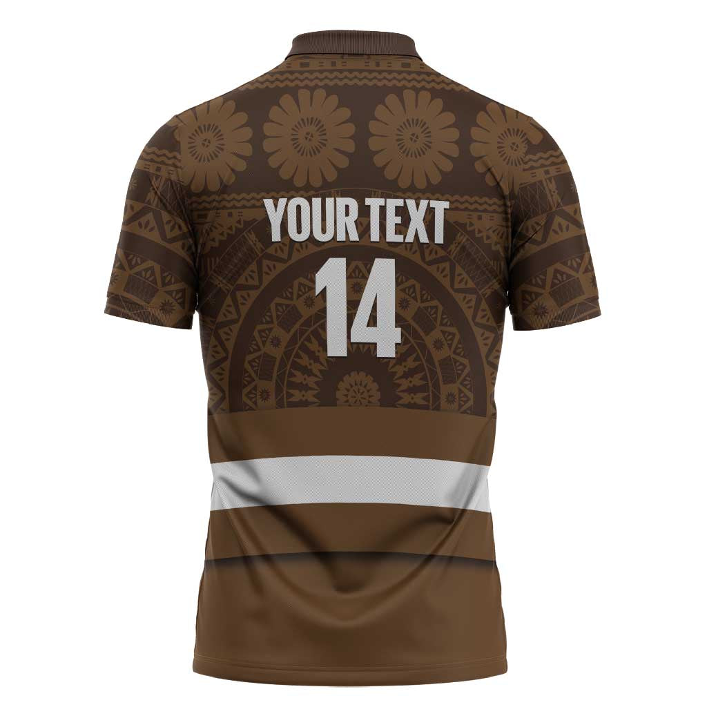 Bula Fiji Football Custom Zipper Polo Shirt One Vanua One Team Tapa Pattern