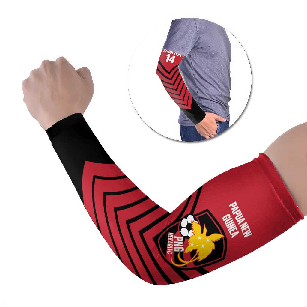 Hekari Papua New Guinea Football Custom Arm Sleeves Go PNG Red Army LT14 Set of 2 Red - Polynesian Pride