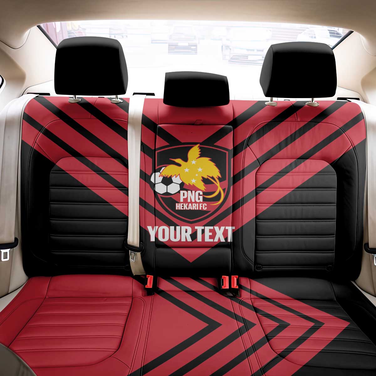 Hekari Papua New Guinea Football Custom Back Car Seat Cover Go PNG Red Army LT14 - Polynesian Pride