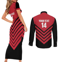 Hekari Papua New Guinea Football Custom Couples Matching Short Sleeve Bodycon Dress and Long Sleeve Button Shirt Go PNG Red Army LT14 - Polynesian Pride
