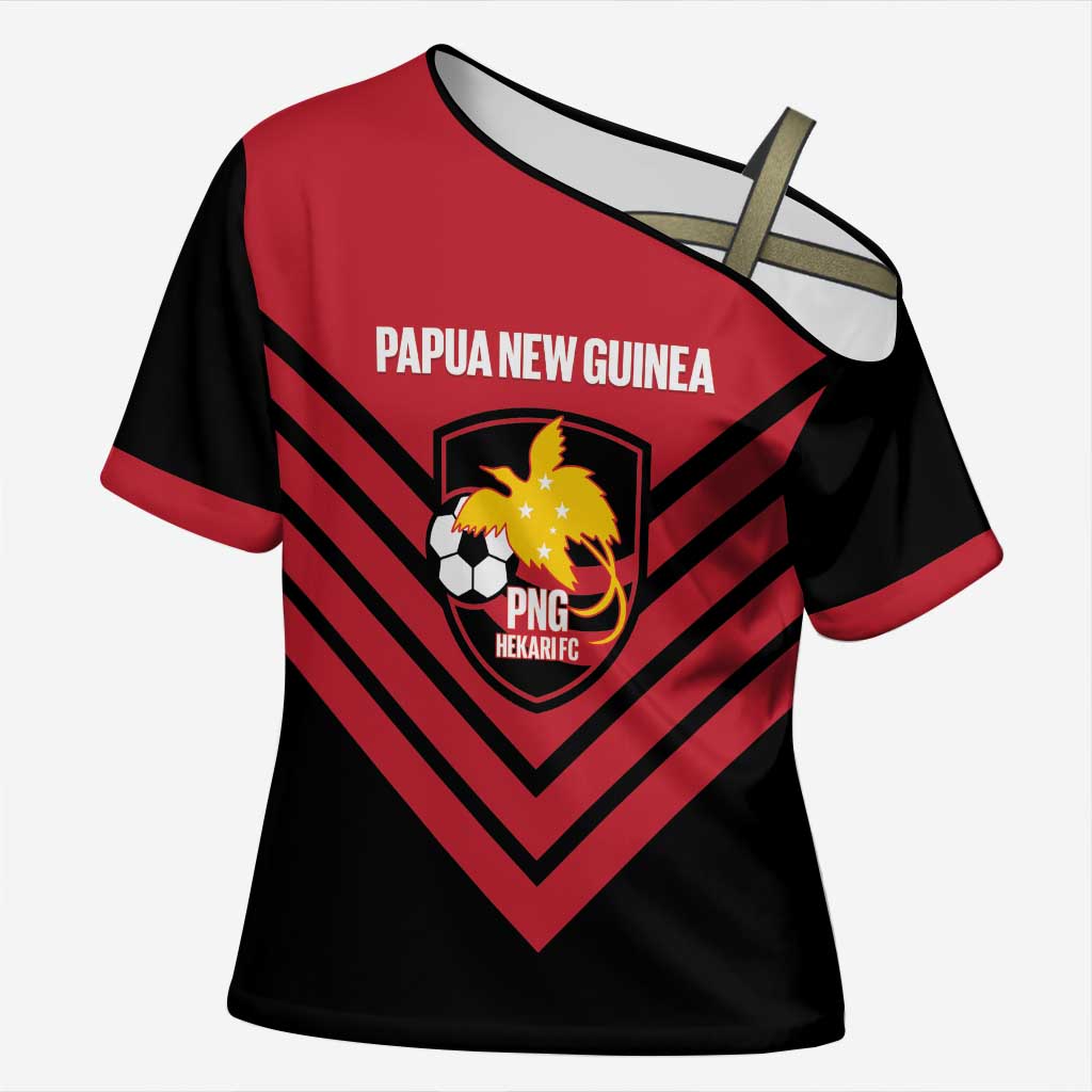 Hekari Papua New Guinea Football Custom Cross Shoulder Shirt Go PNG Red Army LT14 Female Red - Polynesian Pride