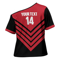 Hekari Papua New Guinea Football Custom Cross Shoulder Shirt Go PNG Red Army LT14 - Polynesian Pride