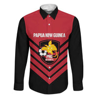 Hekari Papua New Guinea Football Custom Family Matching Long Sleeve Bodycon Dress and Hawaiian Shirt Go PNG Red Army LT14 Dad's Shirt - Long Sleeve Red - Polynesian Pride