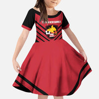 Hekari Papua New Guinea Football Custom Family Matching Mermaid Dress and Hawaiian Shirt Go PNG Red Army LT14 Daughter's Dress Red - Polynesian Pride