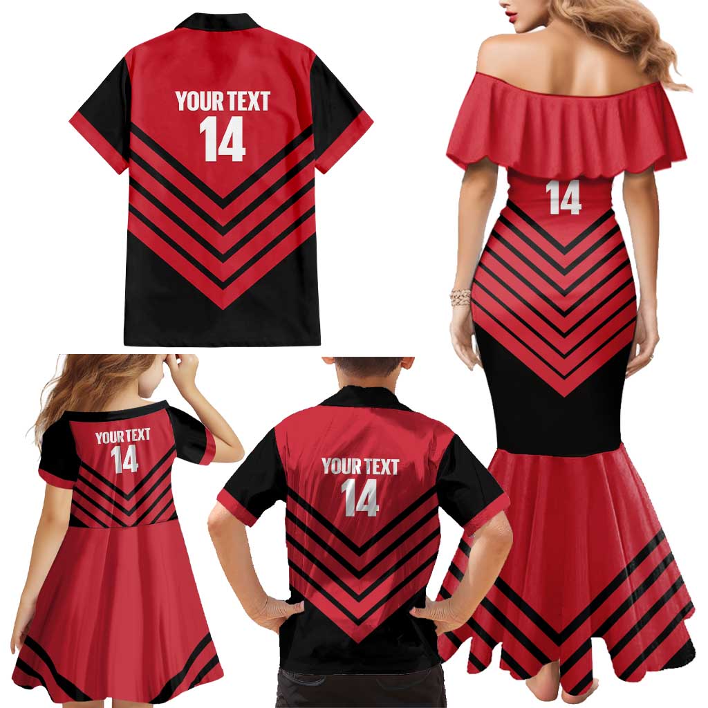 Hekari Papua New Guinea Football Custom Family Matching Mermaid Dress and Hawaiian Shirt Go PNG Red Army LT14 - Polynesian Pride
