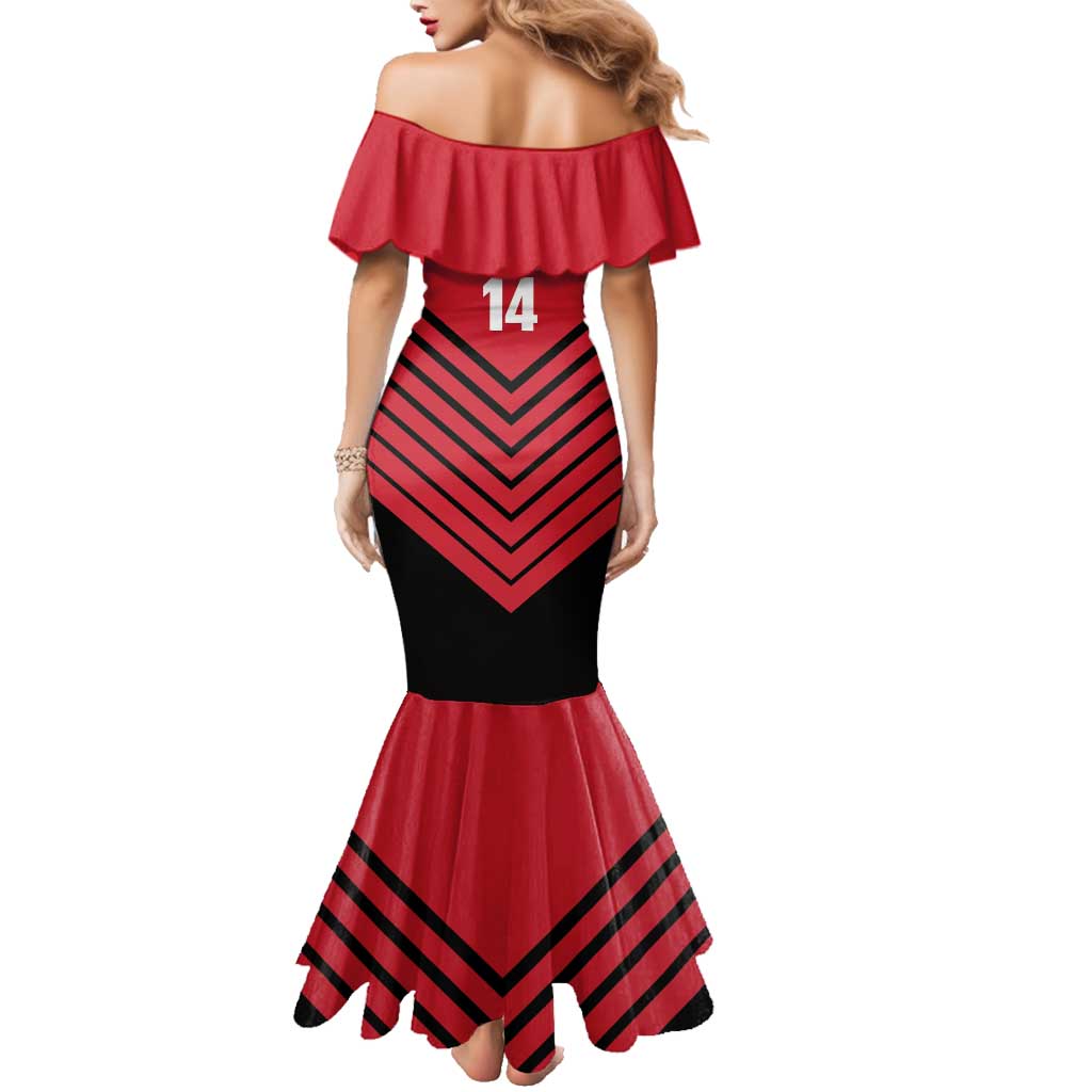 Hekari Papua New Guinea Football Custom Family Matching Mermaid Dress and Hawaiian Shirt Go PNG Red Army LT14 - Polynesian Pride