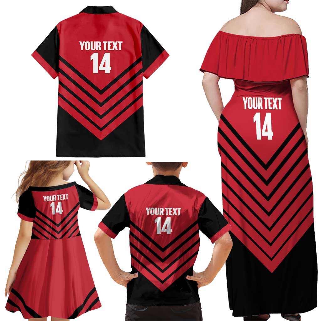 Hekari Papua New Guinea Football Custom Family Matching Off Shoulder Maxi Dress and Hawaiian Shirt Go PNG Red Army LT14 - Polynesian Pride