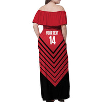 Hekari Papua New Guinea Football Custom Family Matching Off Shoulder Maxi Dress and Hawaiian Shirt Go PNG Red Army LT14 - Polynesian Pride