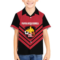 Hekari Papua New Guinea Football Custom Family Matching Off Shoulder Short Dress and Hawaiian Shirt Go PNG Red Army LT14 Son's Shirt Red - Polynesian Pride