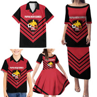 Hekari Papua New Guinea Football Custom Family Matching Puletasi and Hawaiian Shirt Go PNG Red Army LT14 - Polynesian Pride
