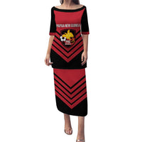 Hekari Papua New Guinea Football Custom Family Matching Puletasi and Hawaiian Shirt Go PNG Red Army LT14 Mom's Dress Red - Polynesian Pride