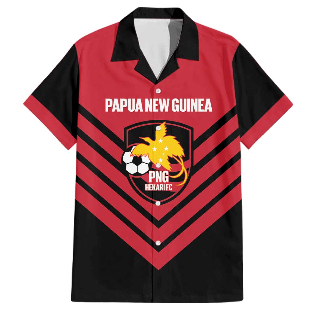 Hekari Papua New Guinea Football Custom Family Matching Short Sleeve Bodycon Dress and Hawaiian Shirt Go PNG Red Army LT14 Dad's Shirt - Short Sleeve Red - Polynesian Pride