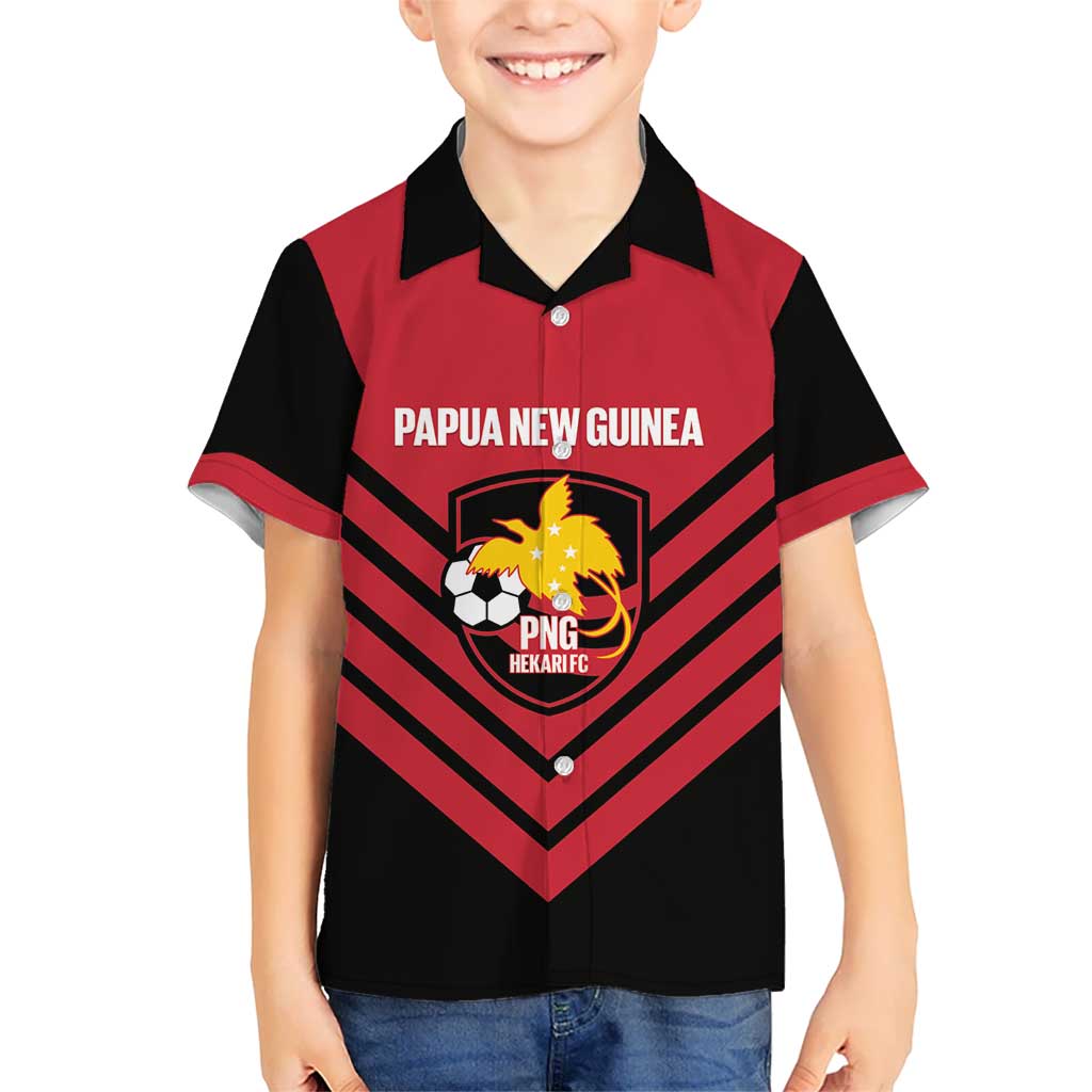 Hekari Papua New Guinea Football Custom Family Matching Short Sleeve Bodycon Dress and Hawaiian Shirt Go PNG Red Army LT14 Son's Shirt Red - Polynesian Pride