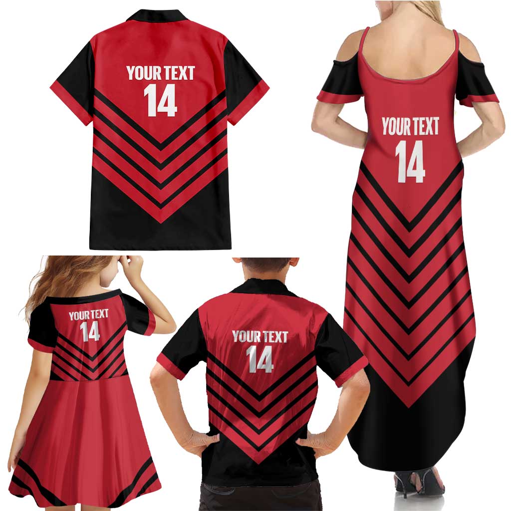 Hekari Papua New Guinea Football Custom Family Matching Summer Maxi Dress and Hawaiian Shirt Go PNG Red Army LT14 - Polynesian Pride