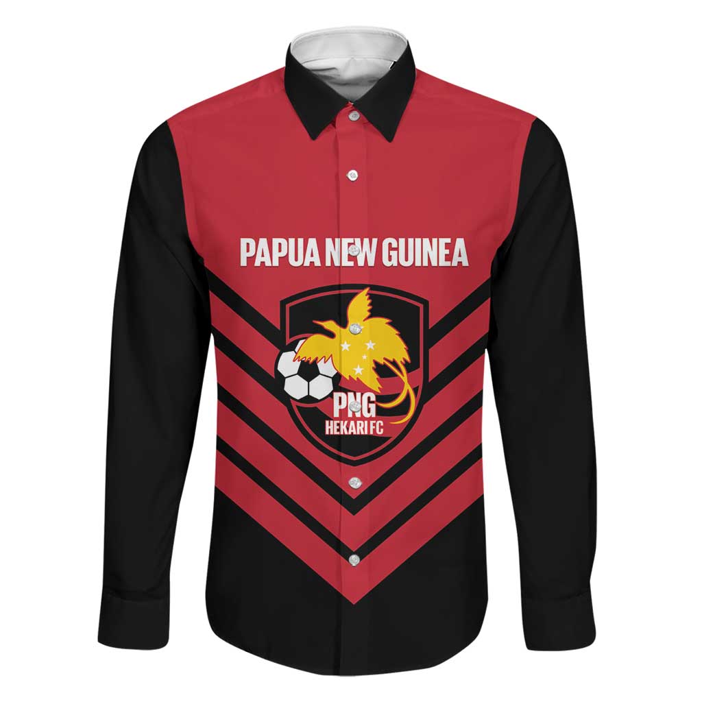Hekari Papua New Guinea Football Custom Family Matching Summer Maxi Dress and Hawaiian Shirt Go PNG Red Army LT14 Dad's Shirt - Long Sleeve Red - Polynesian Pride