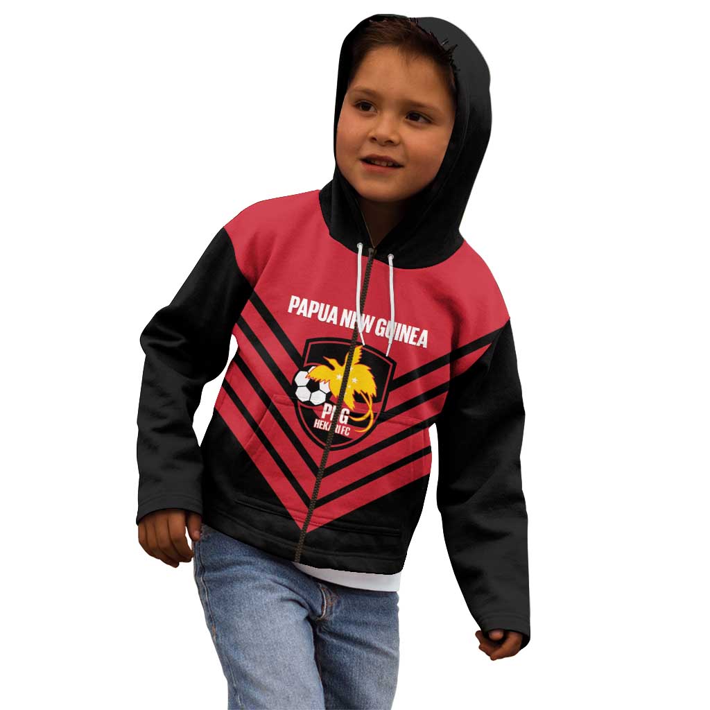 Hekari Papua New Guinea Football Custom Kid Hoodie Go PNG Red Army LT14 - Polynesian Pride