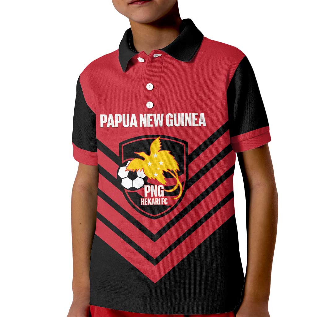 Hekari Papua New Guinea Football Custom Kid Polo Shirt Go PNG Red Army LT14 Kid Red - Polynesian Pride