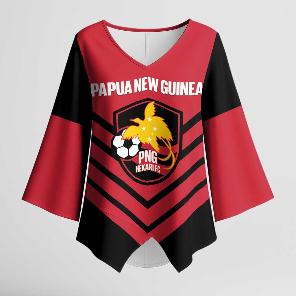 Hekari Papua New Guinea Football Custom Kimono Sleeve Blouse Go PNG Red Army LT14 Female Red - Polynesian Pride
