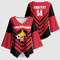 Hekari Papua New Guinea Football Custom Kimono Sleeve Blouse Go PNG Red Army LT14 - Polynesian Pride