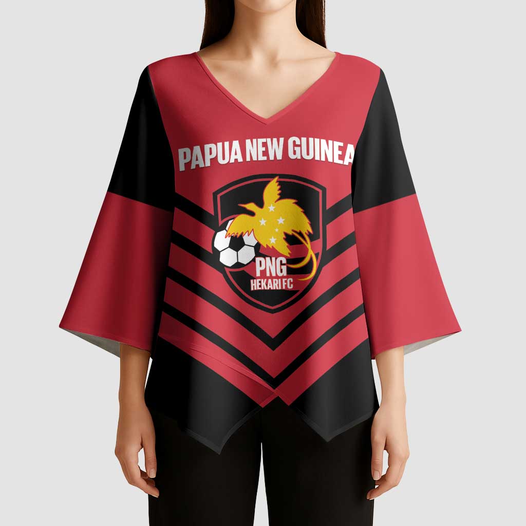 Hekari Papua New Guinea Football Custom Kimono Sleeve Blouse Go PNG Red Army LT14 - Polynesian Pride