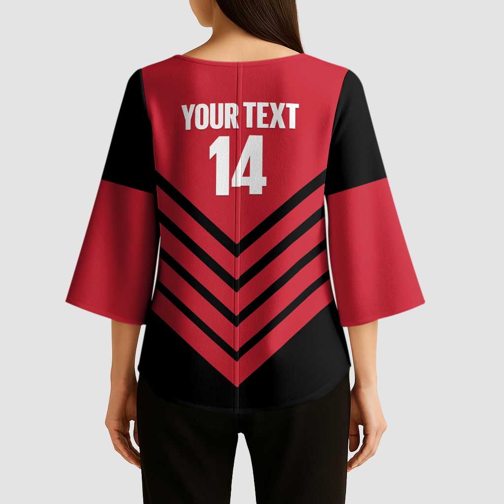 Hekari Papua New Guinea Football Custom Kimono Sleeve Blouse Go PNG Red Army LT14 - Polynesian Pride