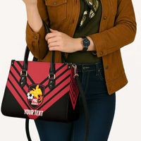 Hekari Papua New Guinea Football Custom Leather Bag Go PNG Red Army LT14 - Polynesian Pride