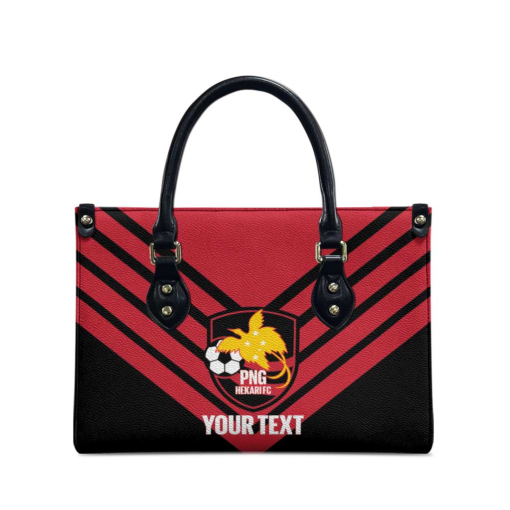 Hekari Papua New Guinea Football Custom Leather Bag Go PNG Red Army LT14 - Polynesian Pride