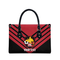 Hekari Papua New Guinea Football Custom Leather Bag Go PNG Red Army LT14 - Polynesian Pride
